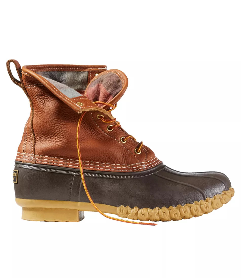 Men's Bean Duck Boots 8", Flannel-Lined Insulated Classic Brown/Bean Boot Brown/Gum 13(D), Leather/Rubber L.L.Bean | L.L. Bean