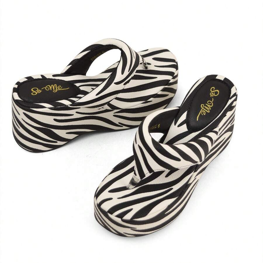 So Me Jessee Women's Platform Thong Slip On Sandal   Beach    Vacation  Beach    Spring / Summer | SHEIN