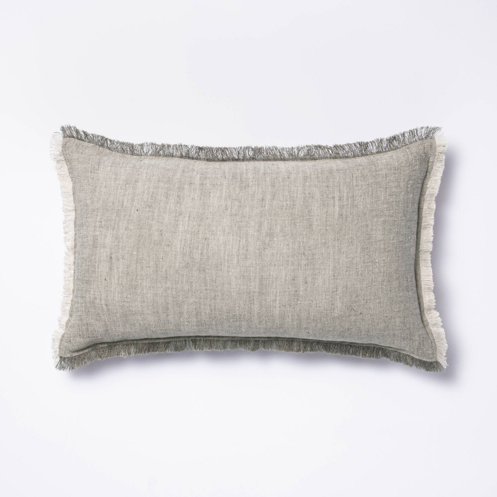 Linen Throw Pillow with Contrast Frayed Edges - Threshold™ designed with Studio McGee | Target