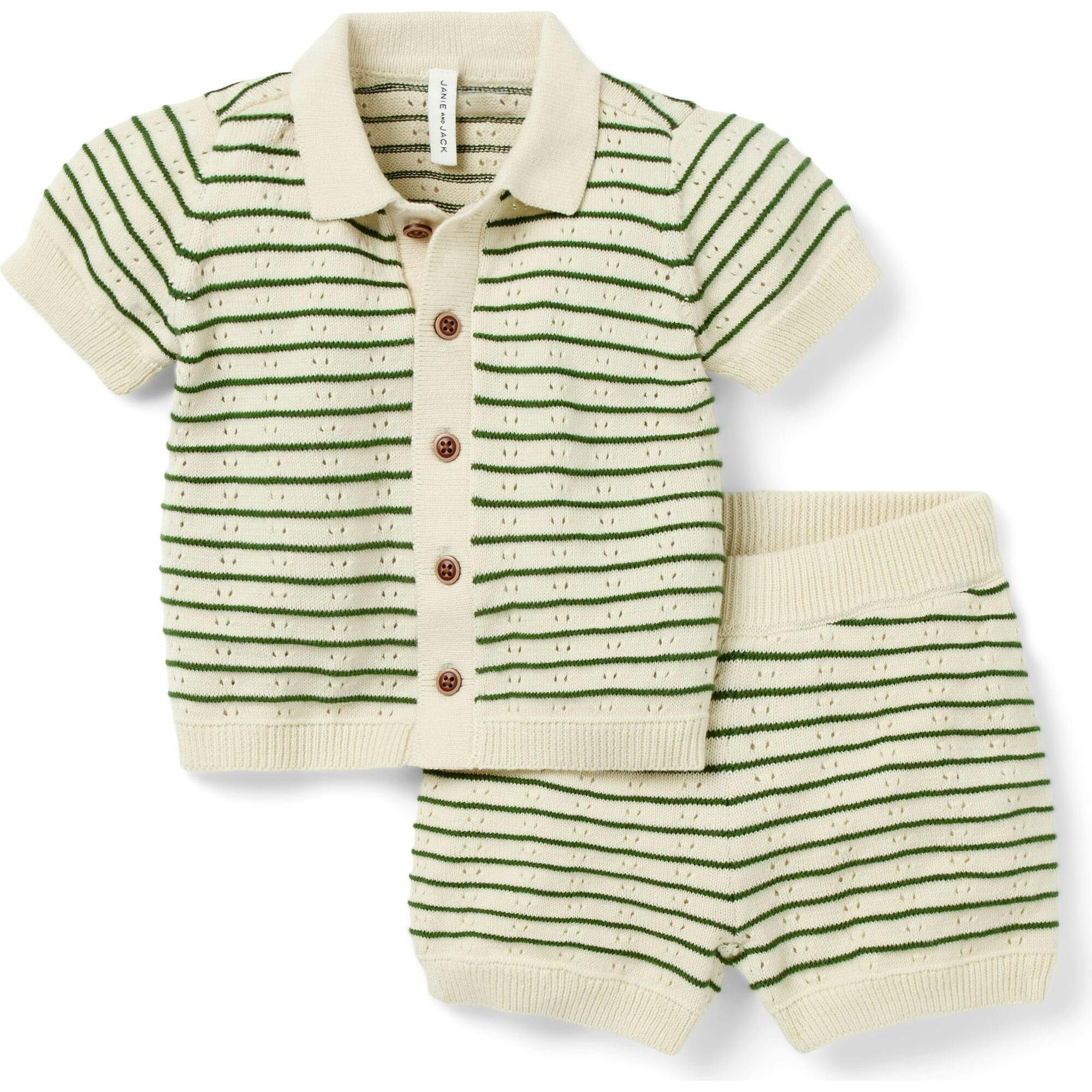 The Striped Matching Baby Set, Green | Maisonette