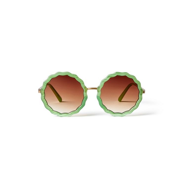 Women's Round Scallop Edge Sunglasses - Agua Bendita x Target Olive | Target