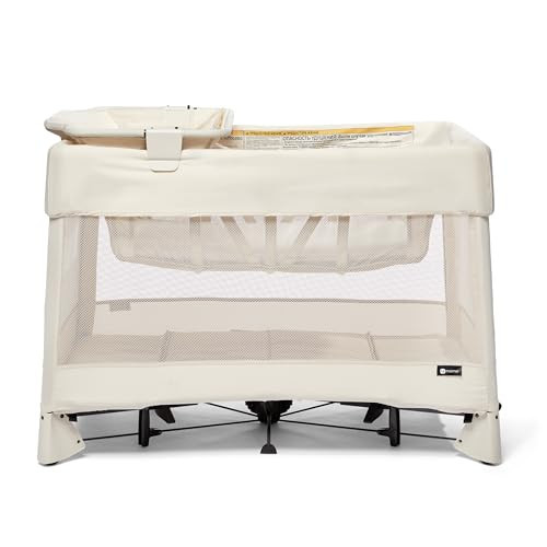 4moms Breeze Plus Portable Playard with Removable Bassinet and Baby Changing Station, Easy One-Handed Setup, Birch | Amazon (US)