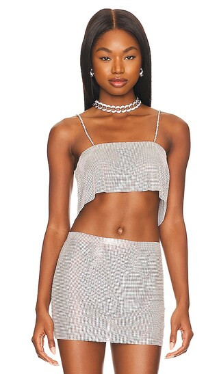 Noemi Top in Silver Rhinestone | Revolve Clothing (Global)
