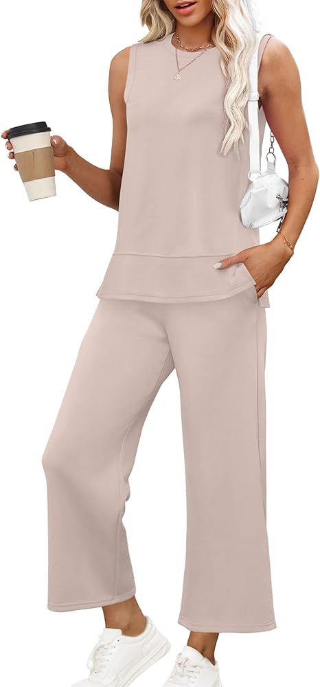 XIEERDUO Women's 2 Piece Outfits Summer Travel Tracksuit Loose Wide Leg Loungewear Comfy Lounge S... | Amazon (US)