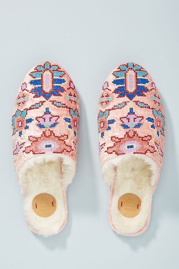 Far Away From Close Needlepoint Slide Slippers | Anthropologie (US)