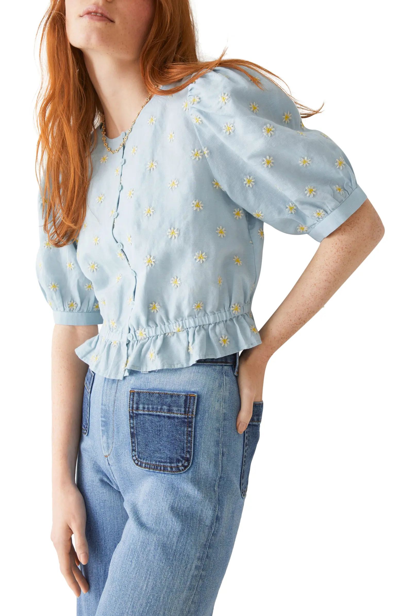 & Other Stories Daisy Embroidered Cotton Blouse | Nordstrom | Nordstrom