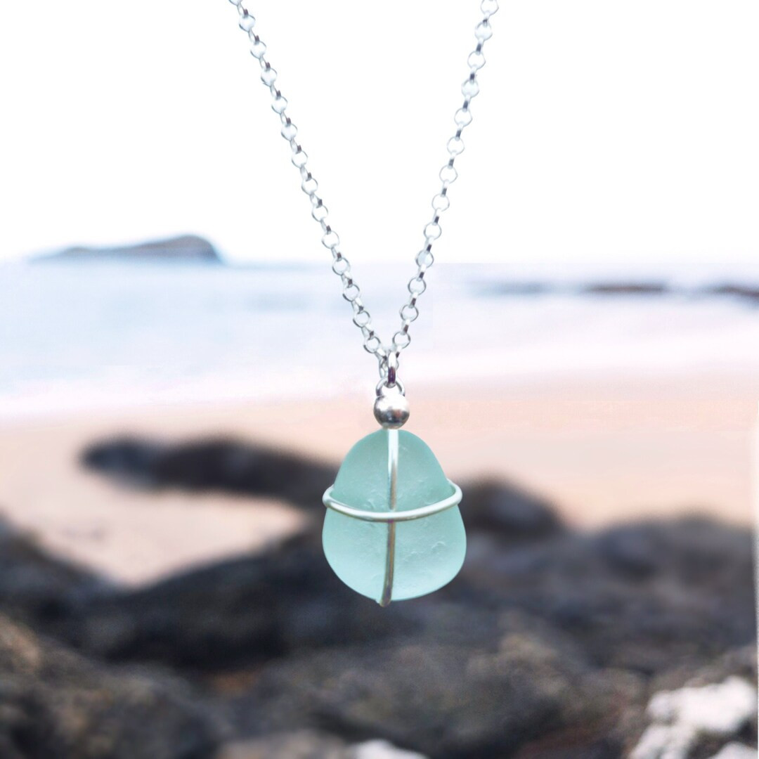 Scotland Genuine Sea Glass Necklace, Beachglass Pendant, Seaglass Jewelry, Sterling Silver Sea Gl... | Etsy (US)