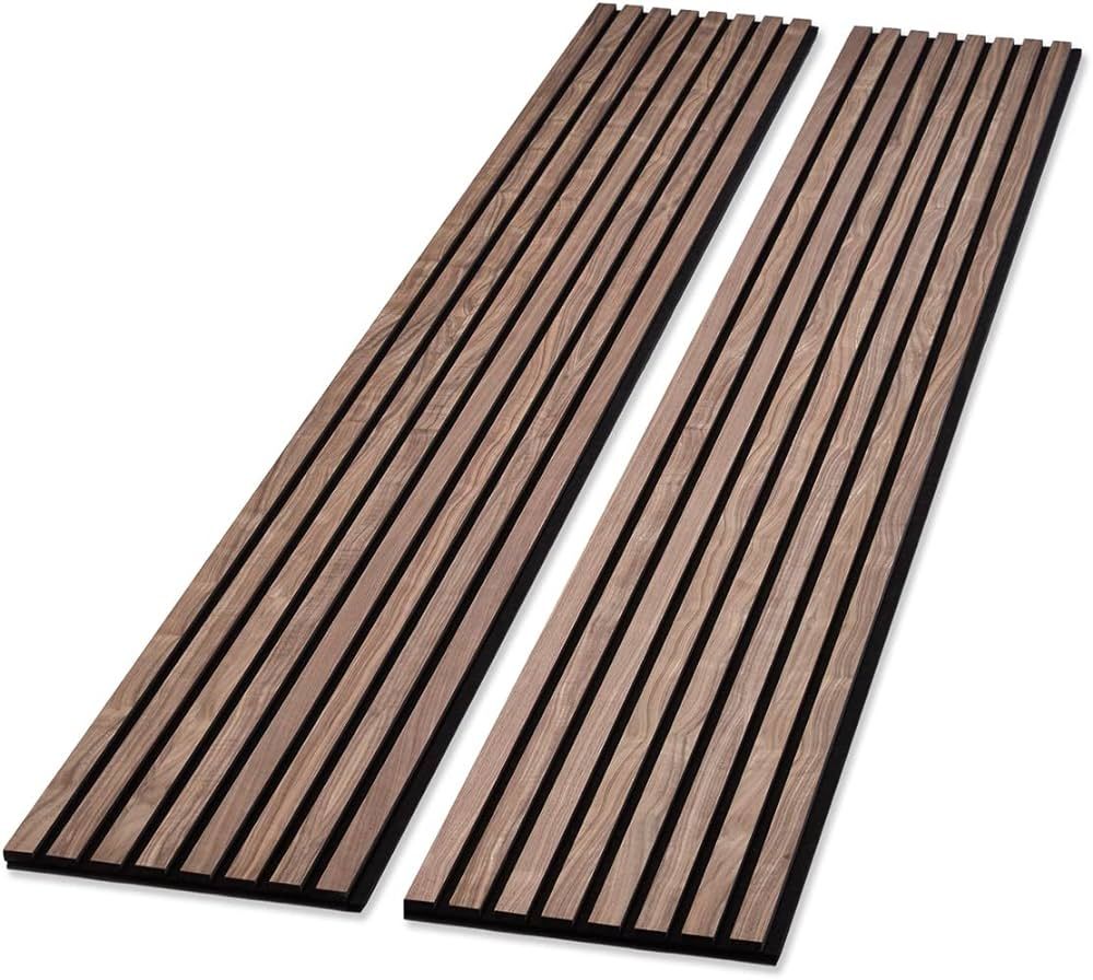 SLATPANEL Two Acoustic Wood Wall Veneer Slat Panels - Natural Walnut | 94.49” x 12.6” Each | ... | Amazon (US)