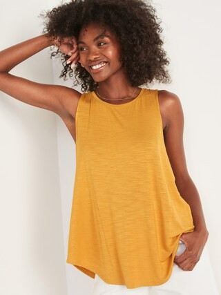 Luxe High-Neck Slub-Knit Tank Top for Women | Old Navy (US)
