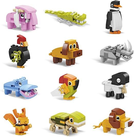 IAMGlobal 12 in 1 Mini Building Blocks Animals, Assorted Toy Animal, Building Blocks Stem Toys, P... | Amazon (US)
