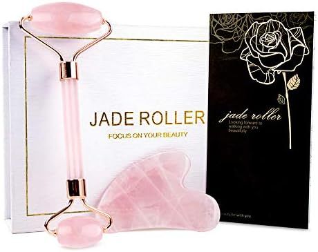 BAIMEI Jade Roller, Rose Quartz Face Roller & Gua Sha Set, Facial Roller Beauty Massage Tool, for... | Amazon (US)