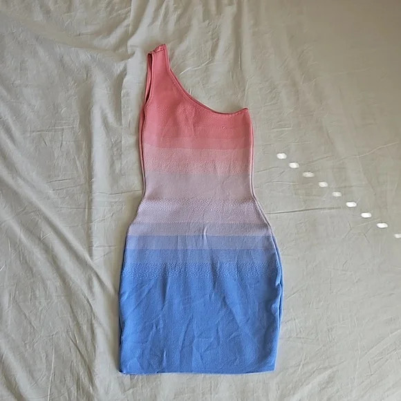 Superdown Krista One Shoulder Dress Mini Bodycon Ombre Size Medium Women's | Poshmark