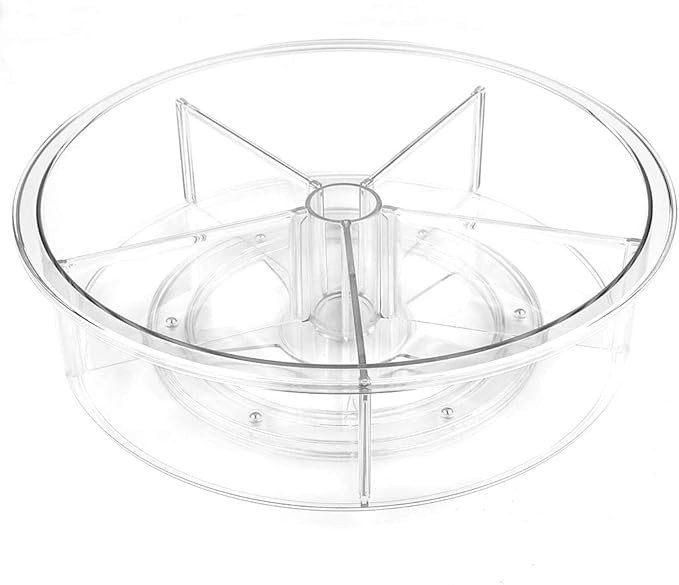 Kowoma Lazy Susan Cabinet Organizer 12 inch Clear Lazy Susan Turntable with Dividers for Kitchen ... | Amazon (US)