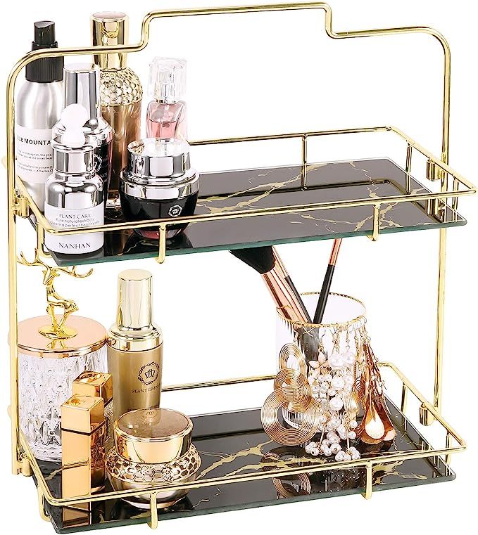 Z PLINRISE Makeup Organizer, 2 Tier Bathroom Organizer Cosmetic Storage Shelf for Dresser and Cou... | Amazon (US)