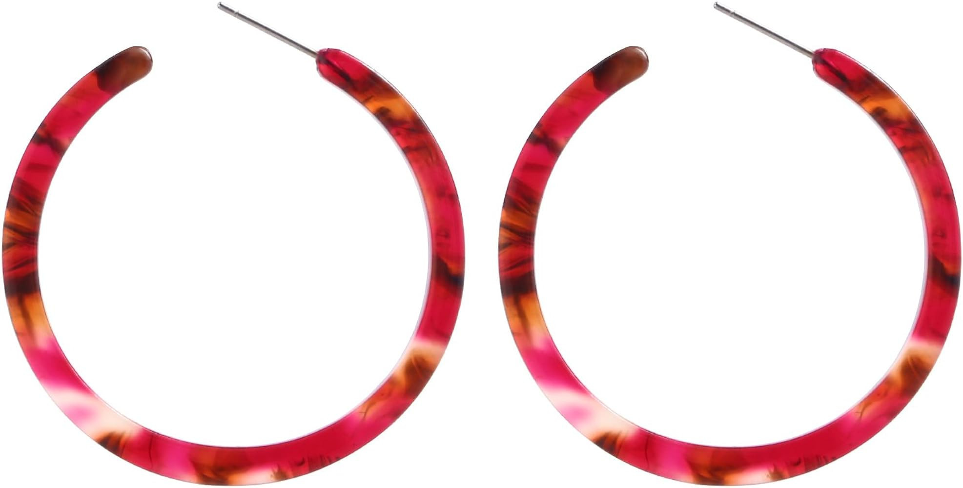BaubleStar Tortoise Shell Resin Hoop Earrings Fashion Jewelry | Amazon (US)