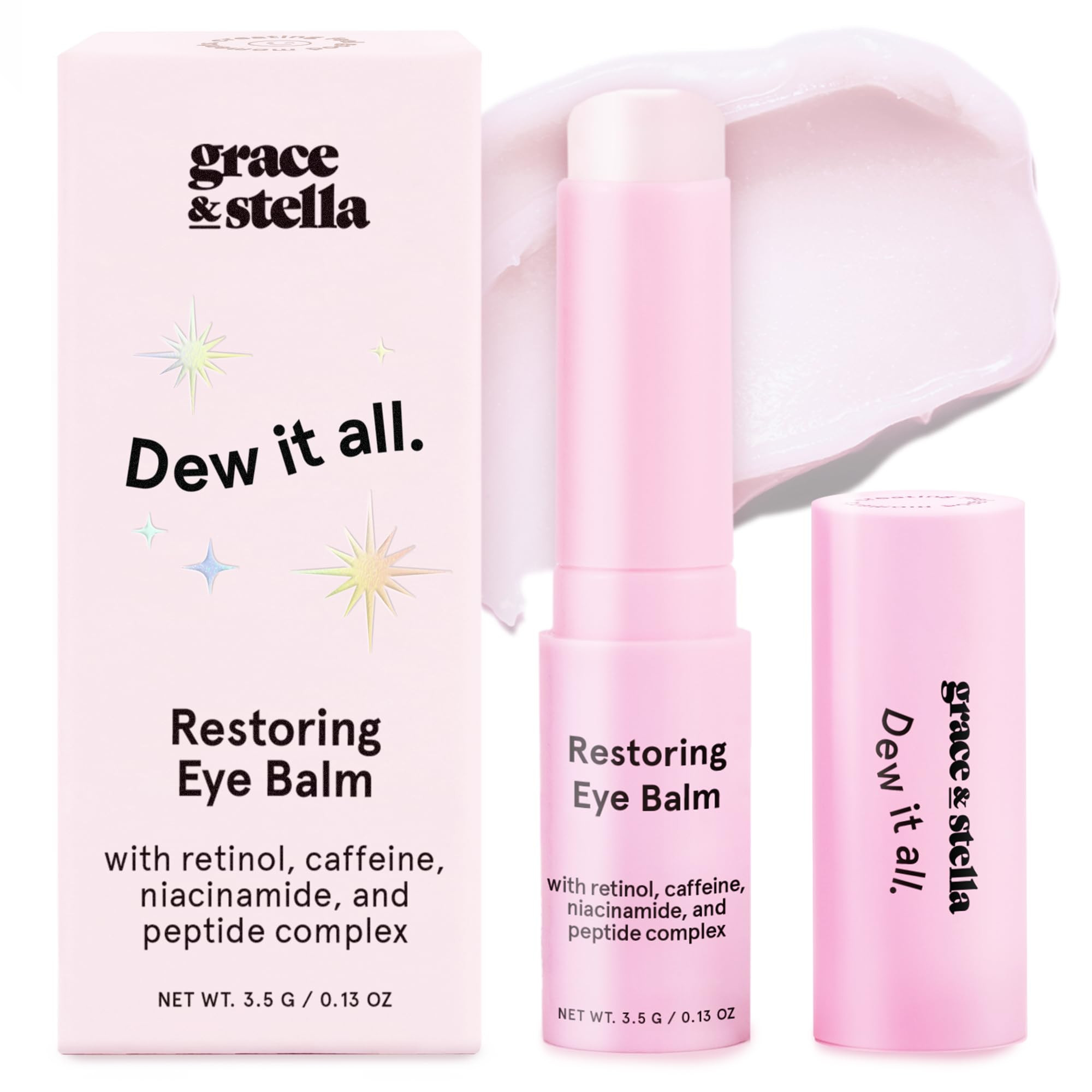grace & stella Under Eye Brightener Balm Stick - Retinol & Caffeine Eye Cream with for Dark Circl... | Amazon (US)