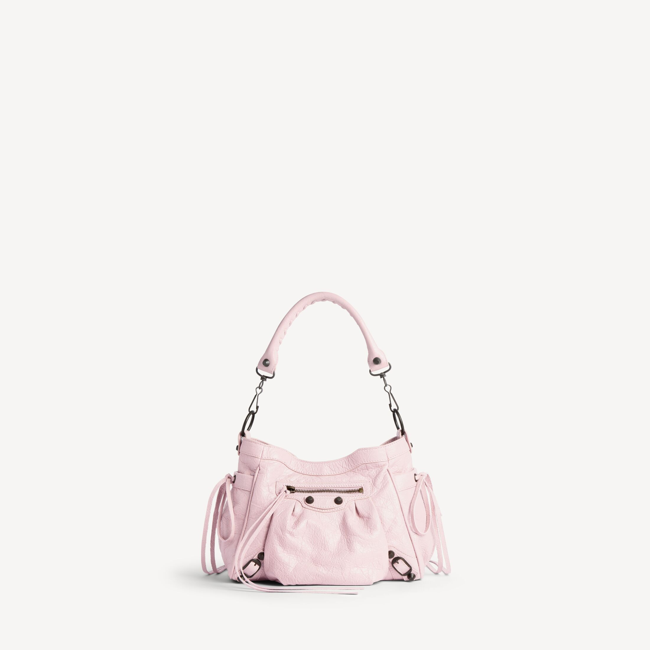 Le City Bucket Bag Small in petal pink Arena lambskin, brass hardware | Balenciaga