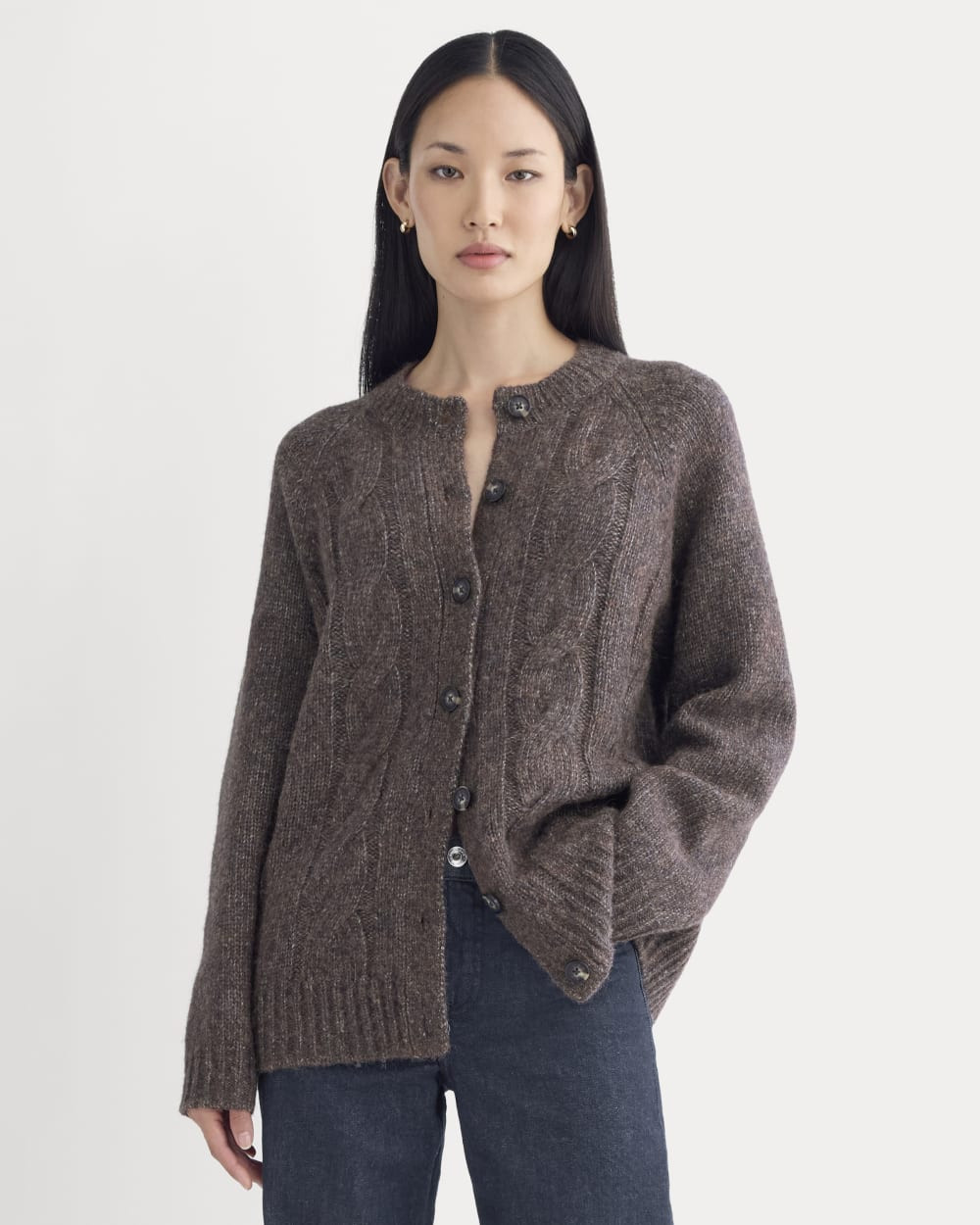 Cloud Cable Cardigan | Heathered Burgundy | Everlane