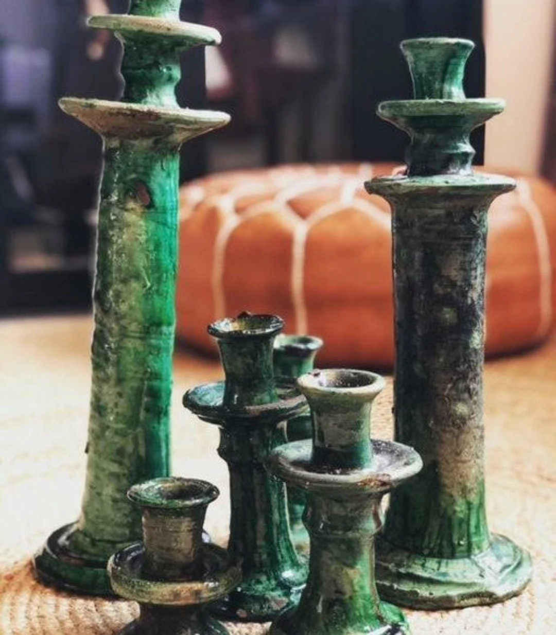 Green Tamegroute Pottery, Moroccan Handmade Bougeoir, Moroccan Ceramic Candleholder, Tamegroute C... | Etsy (US)