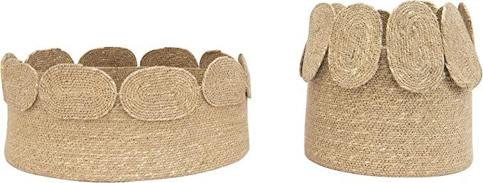 Creative Co-Op 9" & 13.25" Handwoven Natural Seagrass Appliqued Edge (Set of 2 Sizes) Baskets, Ta... | Amazon (US)