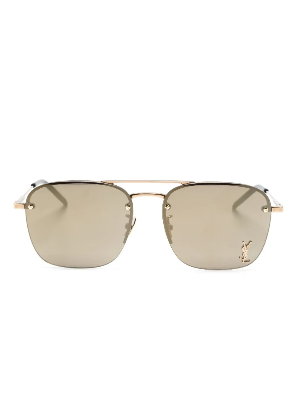 Saint Laurent Eyewear logo-plaque square-frame Sunglasses - Farfetch | Farfetch Global