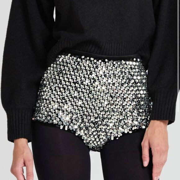 Nadine Merabi PAIGE SILVER HOTPANTS | Poshmark