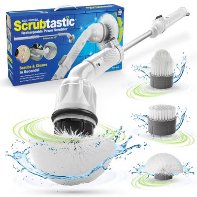 Bell + Howell Scrubtastic Electric Spin Scrubber 3 Piece Rechargeable Power Cleaning Brush Set for Bathroom Tile | Target