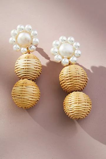 Goddess Raffia and Pearl Flower Earrings | Anthropologie (US)