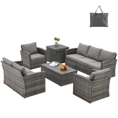 7 - Person Outdoor Seating Group with Cushions and Cover | Wayfair North America