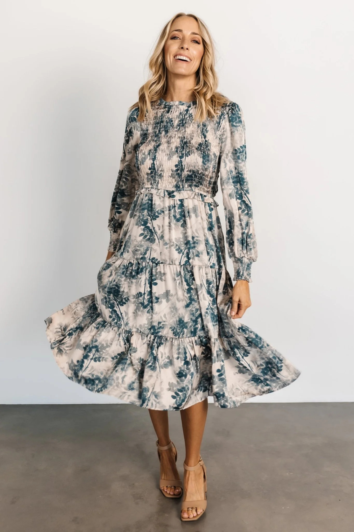 Constance Midi Dress | Beige Multi | Baltic Born