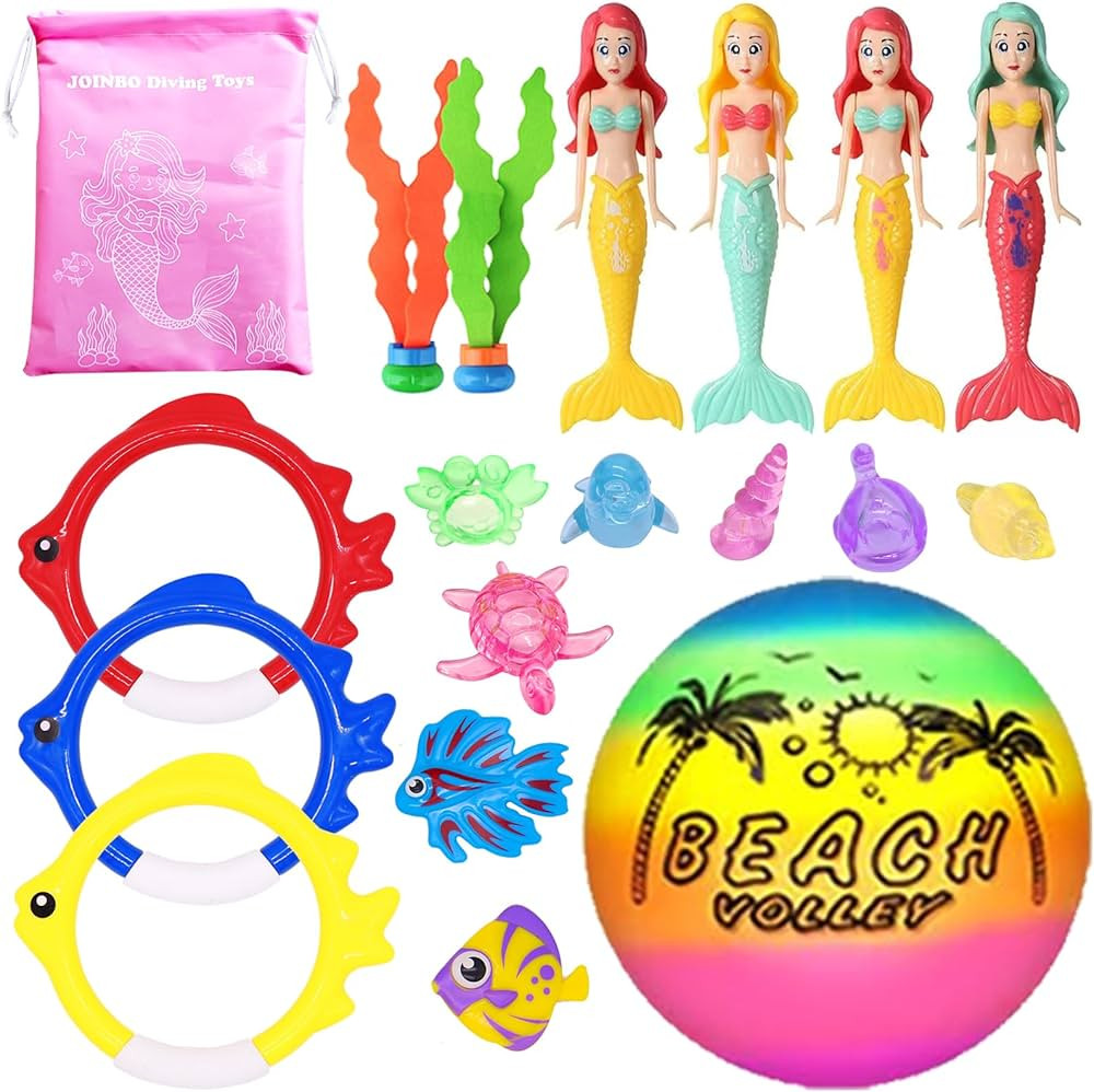 18 Pcs Diving Pool Toys for Kids Ages 3-12 Set with Storage Bag,Pool Games Summer Swim Water Sink... | Amazon (US)