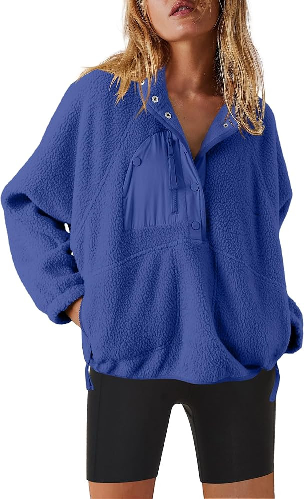 Nirovien Womens Fleece Pullover Long Sleeve Sherpa Jacket Button Down Fuzzy Sweatshirt Warm Outwe... | Amazon (US)