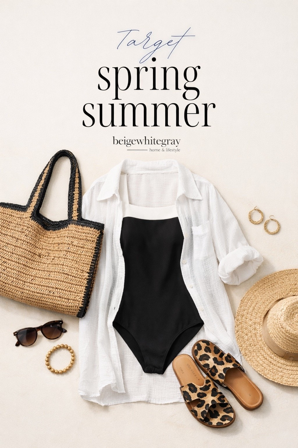 A classic one-piece layered under an airy white coverup with raffia accessories + leopard slides for that effortless designer-inspired vibe. Everything feels elevated, timeless, and so easy to mix & match all season long.

SEO words: spring outfit, summer outfit, swimwear style, beach outfit, vacation outfit, neutral outfit, classic style, modern organic style, raffia bag, straw tote, leopard sandals, one piece swimsuit, white coverup, resort wear, poolside look, designer inspired, Target style, affordable fashion finds, warm weather outfit, chic everyday style.

#LTKSwim #LTKTravel #LTKSeasonal