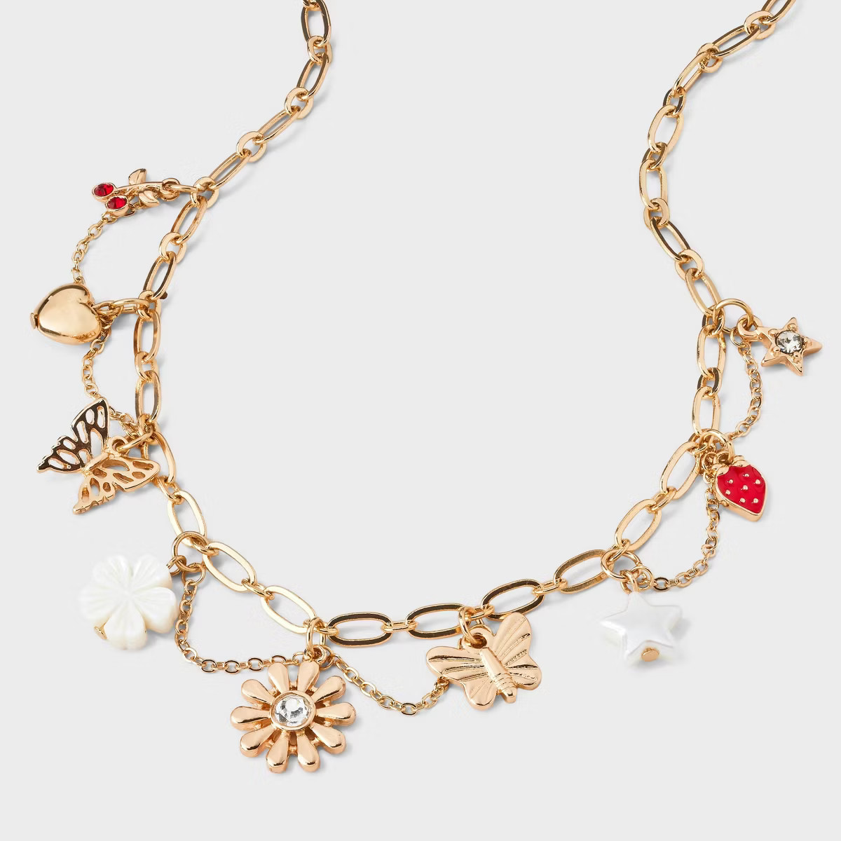 Butterfly, Shell Flower and Acrylic Star Charm Necklace - Wild Fable™ Gold | Target
