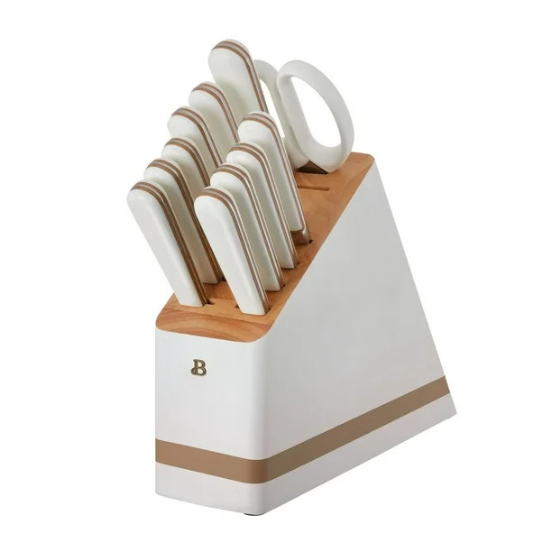 Beautiful 12 Piece Knife Block Set with Soft-Grip Ergonomic Handles White and Gold by Drew Barrym... | Walmart (CA)
