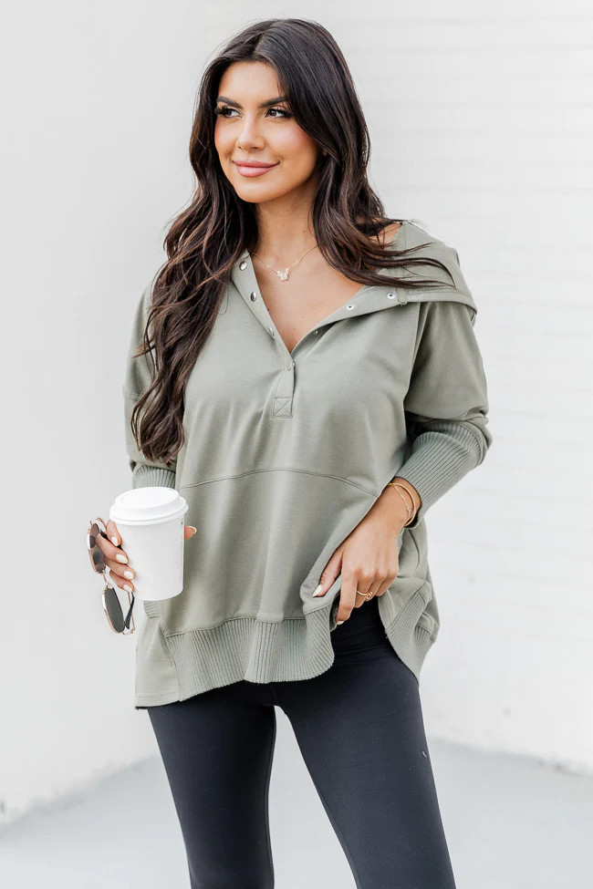 Find You Well Olive Hooded Pullover | Pink Lily