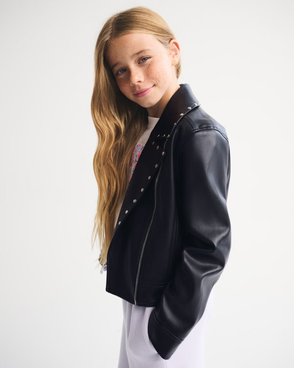 studded vegan leather jacket | Abercrombie & Fitch (US)