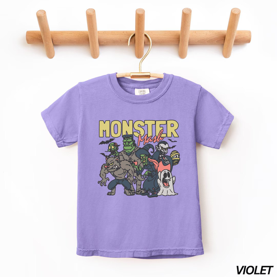 Kids Halloween Shirt, Kids Monster Shirt, Retro Vintage Halloween Shirt, YOUTH Comfort Colors® T... | Etsy (US)