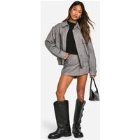 Womens Woven Bomber Jacket - Grey - 12 | boohoo (US & Canada)