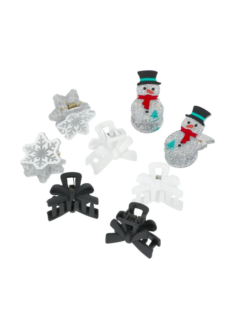 Wonder Nation Girls Winter Fun Mini Claw Clips, 8-Piece, Multi | Walmart (US)