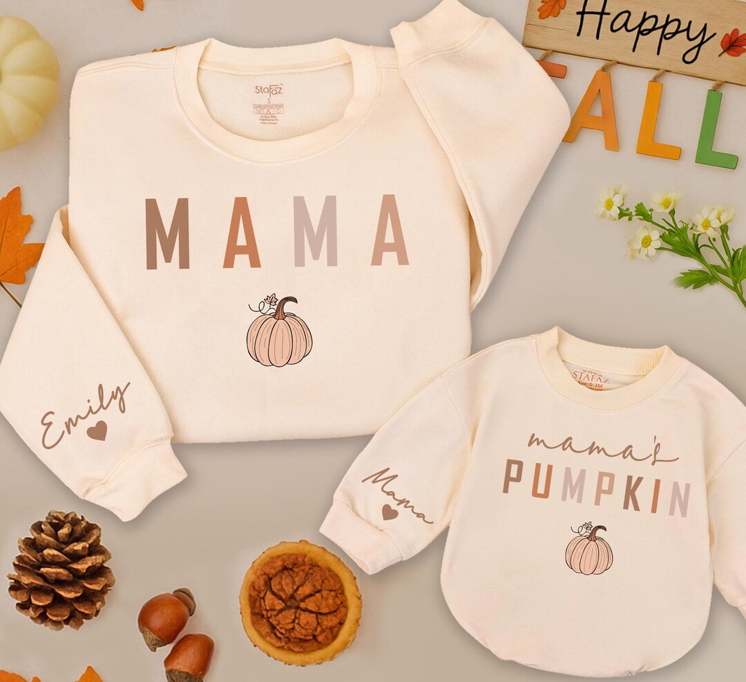 Mama and Mamas Pumpkin Fall Sweatshirts, Mommy and Me Sweaters, Mom Baby Outfit, Matching Outfits... | Etsy (US)