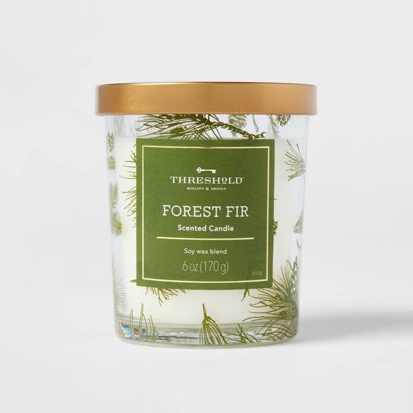 Small Forest Fir Clear Glass with Metallic Decal Candle - Threshold™ | Target