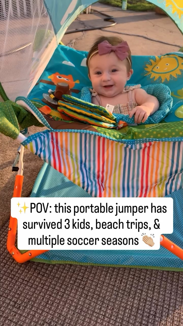 ✨Save & comment JUMPER and I’ll send it right over! 

5 years, 3 kids, countless sports practices, beach days, wineries, breweries, camping trips, and this thing is STILL one of my favorite baby items 👏🏼

It folds up like a camping chair, comes with a shoulder strap carry bag, has an adjustable height + removable sunshade, and somehow survives being dragged everywhere 😂 Every single time I bring it somewhere, someone asks where I got it. Might be my favorite baby item as a Mom of 3 🤍

Bonus: it comes in so many cute colors/designs — including a Ford Bronco theme and John Deere theme 🚜✨

One of those baby products that was actually worth it 🙌🏼