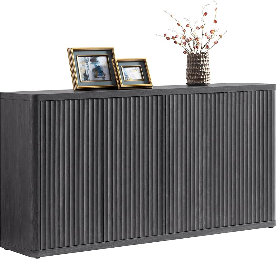 SICOTAS Buffet Cabinet with Storage Accent Sideboard with 4 Doors 66.3" Wide Fluted Credenza Mode... | Amazon (US)