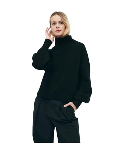 NAADAM Womens Luxe Cashmere Oversized Turtleneck, Black, XL | Amazon (US)