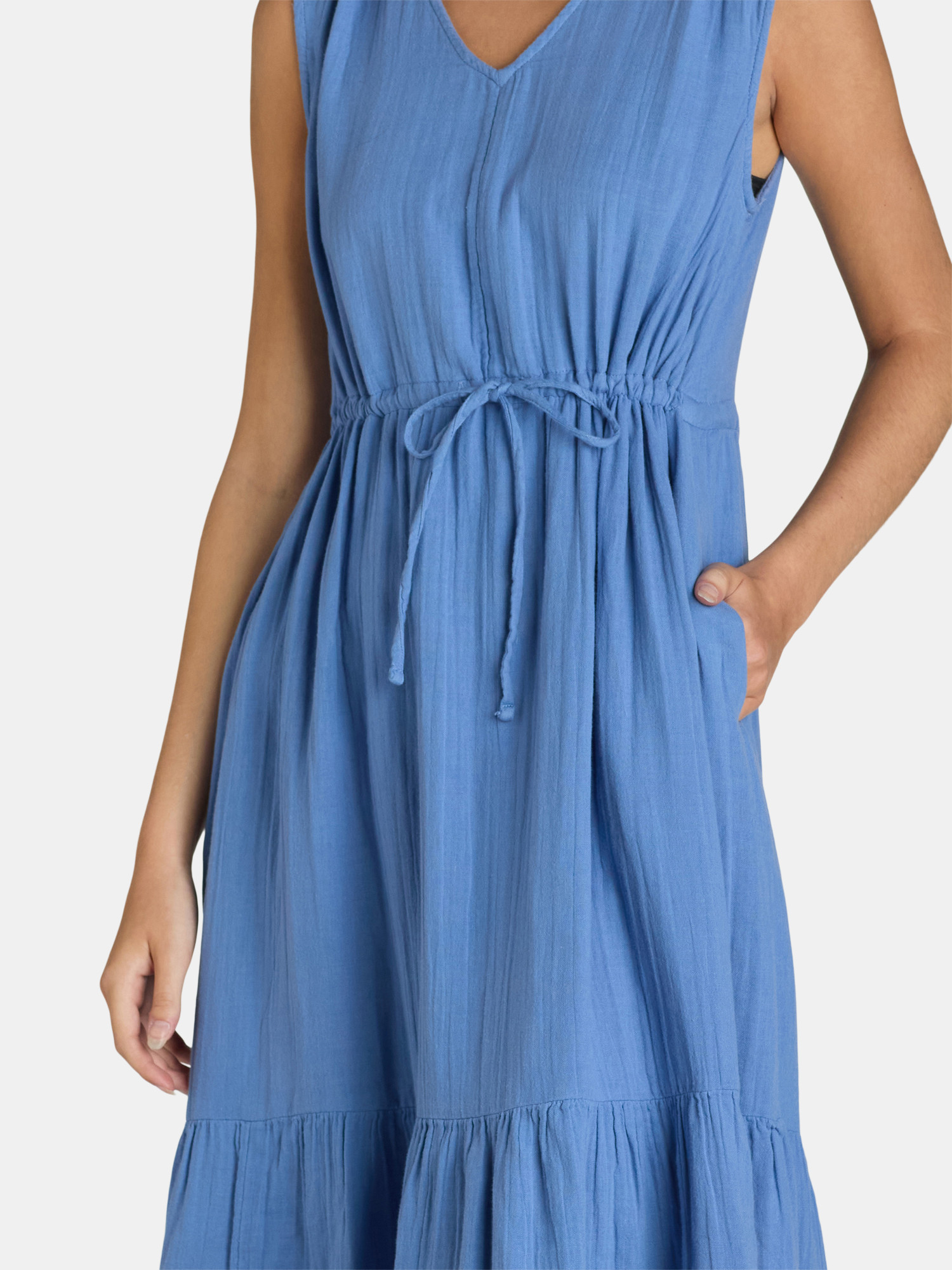 Time and Tru Women's Sleeveless Cotton Double Cloth Dress, Sizes XS-XXXL | Walmart (US)