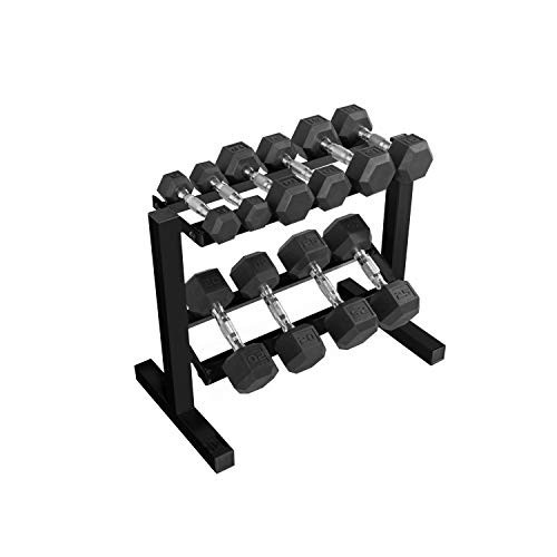 CAP Barbell 150 lb Coated Chrome Handle Hex Dumbbell Weight Set with Two Tier Rack | Amazon (US)