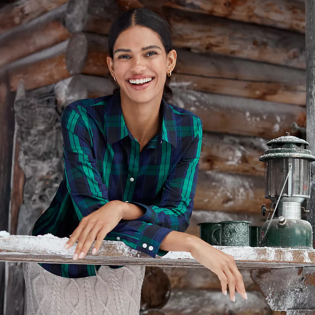 No Iron Button Front Shirt | Lands' End (US)