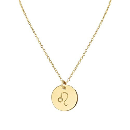 Handmade Gold Leo Necklace, 16-18" Adjustable, Astrology Jewelry with Zodiac Sign Medallion Pendant, July or August Birthday Gift for Woman, Girl, Teen, Friend, Daughter, Good Luck Charm | Amazon (US)