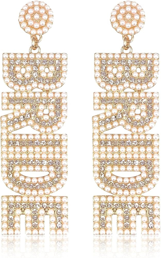 Bride Earrings - Bride Gifts for Bachelorette Outfit Accessories - Dangle Earrings for Bride | Amazon (US)